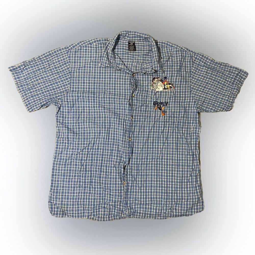 Vintage Warner Bros Looney Tunes Embroidered Plaid Shirt